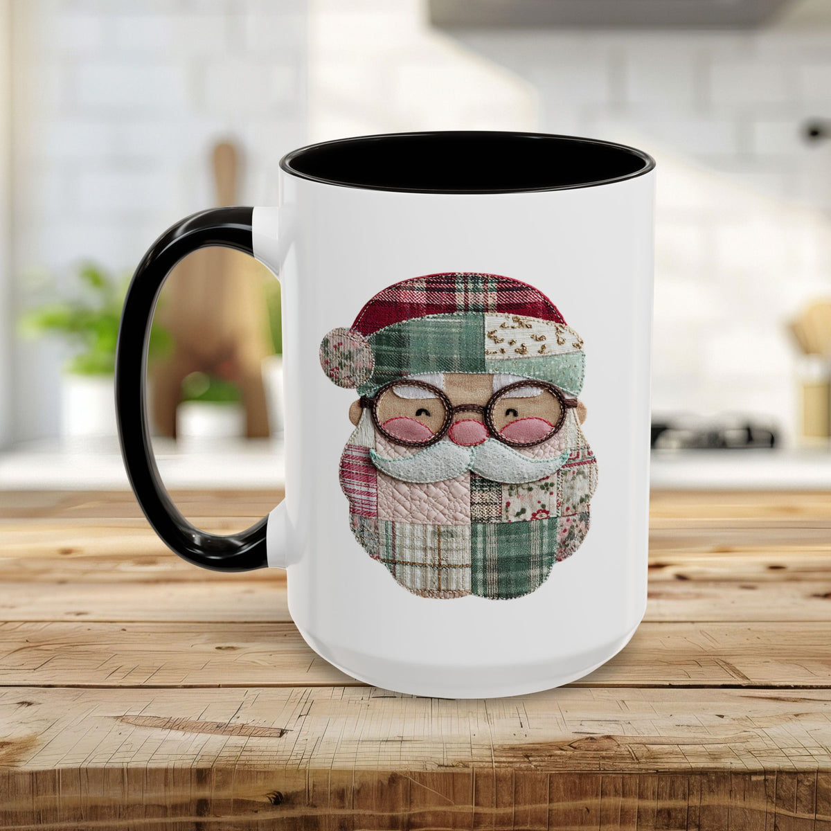 Patchwork Santa Mug (11/15oz)