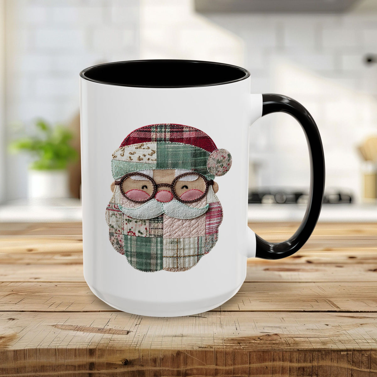 Patchwork Santa Mug (11/15oz)