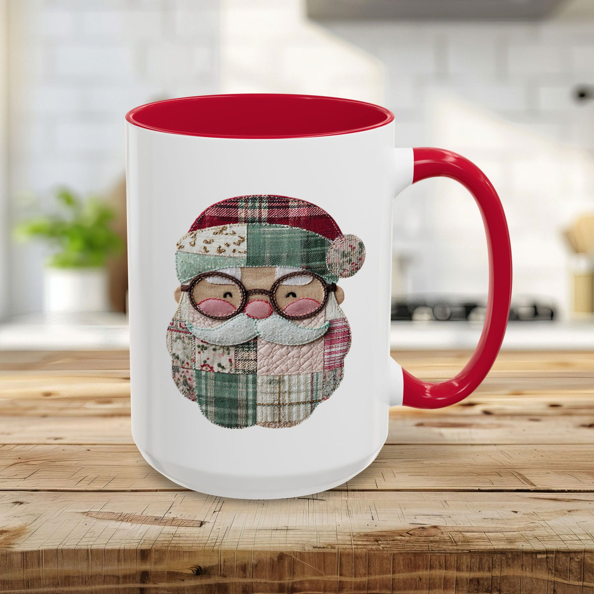 Patchwork Santa Mug (11/15oz)