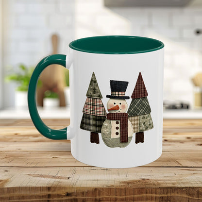 Patchwork Snowman & Evergreens Mug (11/15oz)