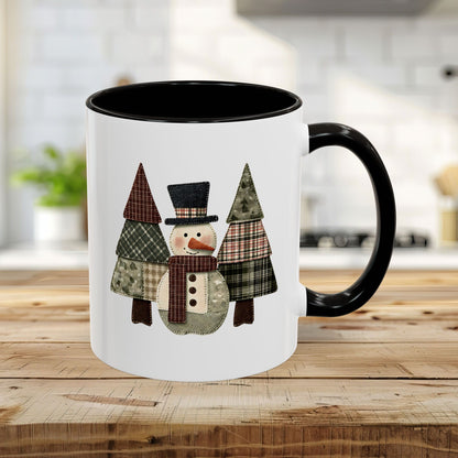 Patchwork Snowman & Evergreens Mug (11/15oz)