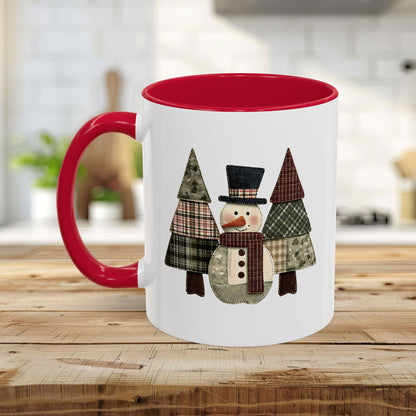 Patchwork Snowman & Evergreens Mug (11/15oz)