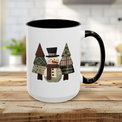 Patchwork Snowman & Evergreens Mug (11/15oz)