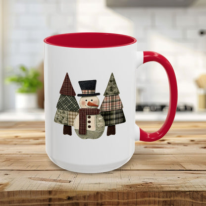 Patchwork Snowman & Evergreens Mug (11/15oz)