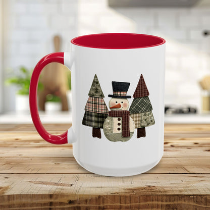 Patchwork Snowman & Evergreens Mug (11/15oz)