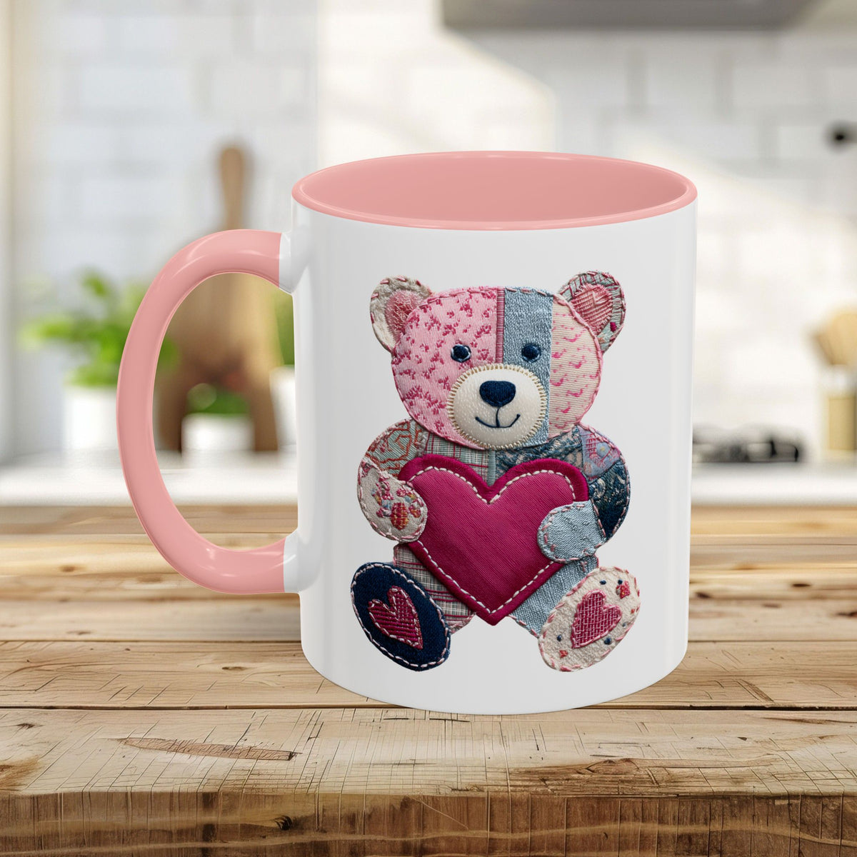 Patchwork Teddy Bear Valentine's Mug (11/15oz)