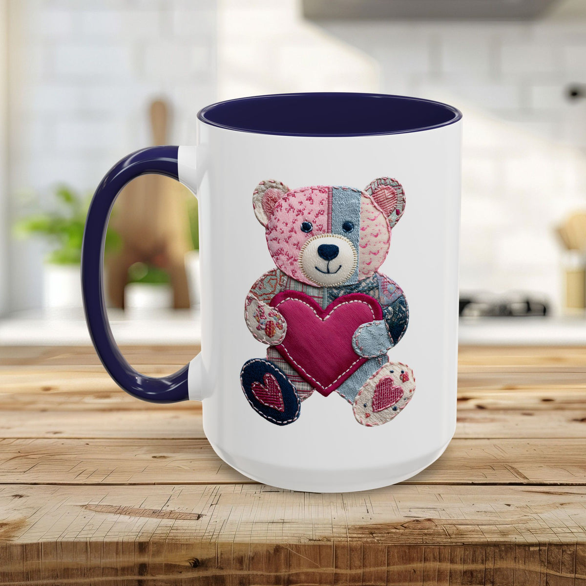 Patchwork Teddy Bear Valentine's Mug (11/15oz)