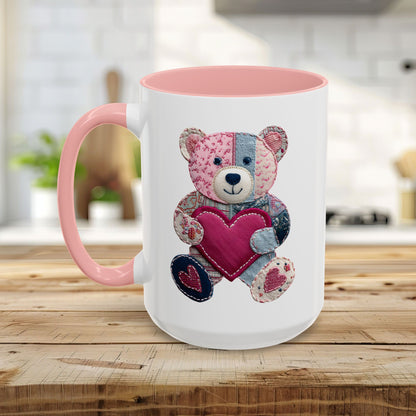 Patchwork Teddy Bear Valentine's Mug (11/15oz)