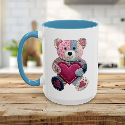 Patchwork Teddy Bear Valentine's Mug (11/15oz)