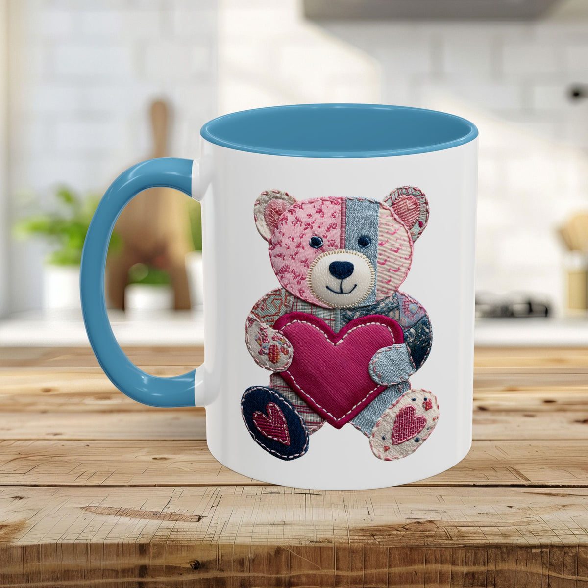 Patchwork Teddy Bear Valentine's Mug (11/15oz)