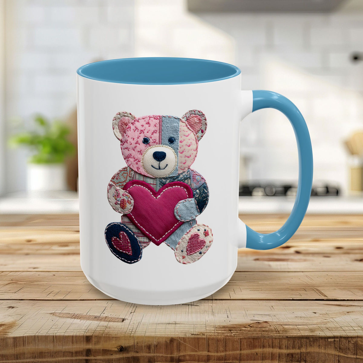 Patchwork Teddy Bear Valentine's Mug (11/15oz)