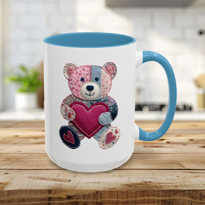 Patchwork Teddy Bear Valentine's Mug (11/15oz)