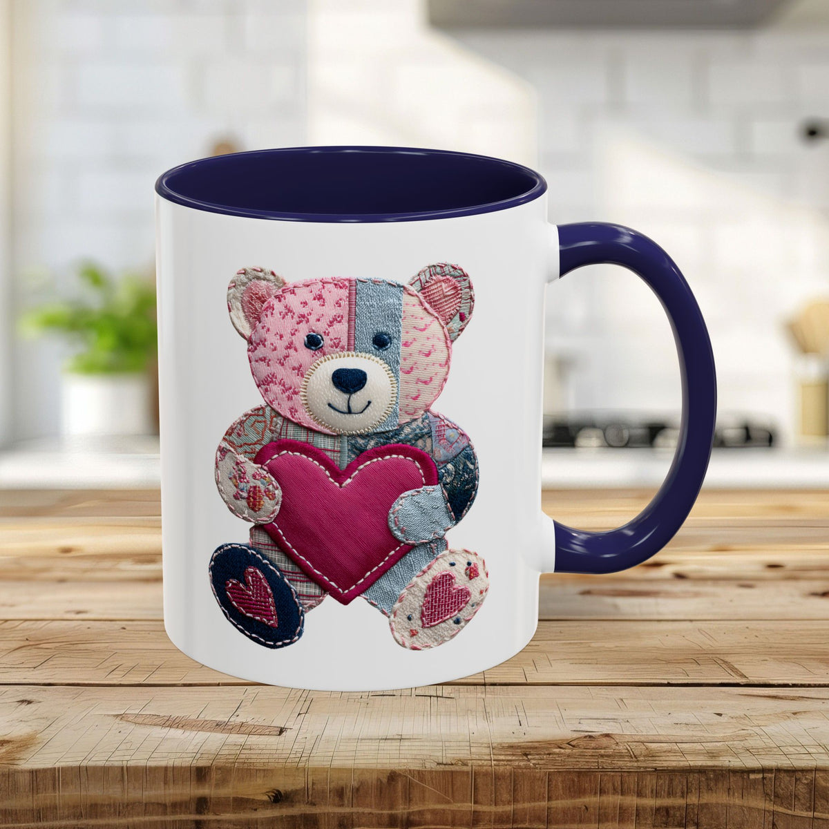 Patchwork Teddy Bear Valentine's Mug (11/15oz)