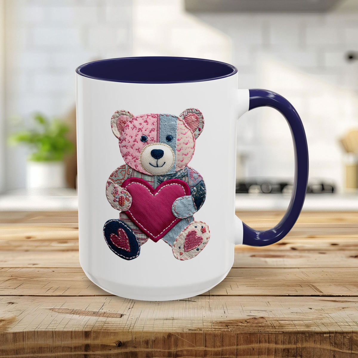 Patchwork Teddy Bear Valentine's Mug (11/15oz)