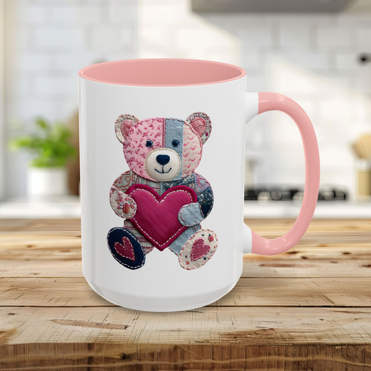 Patchwork Teddy Bear Valentine's Mug (11/15oz)