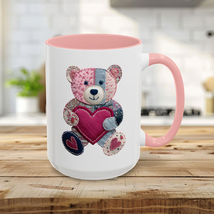 Patchwork Teddy Bear Valentine's Mug (11/15oz)