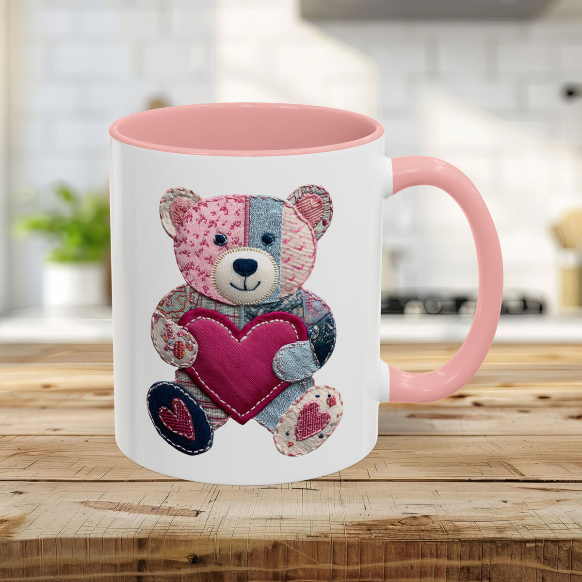 Patchwork Teddy Bear Valentine's Mug (11/15oz)