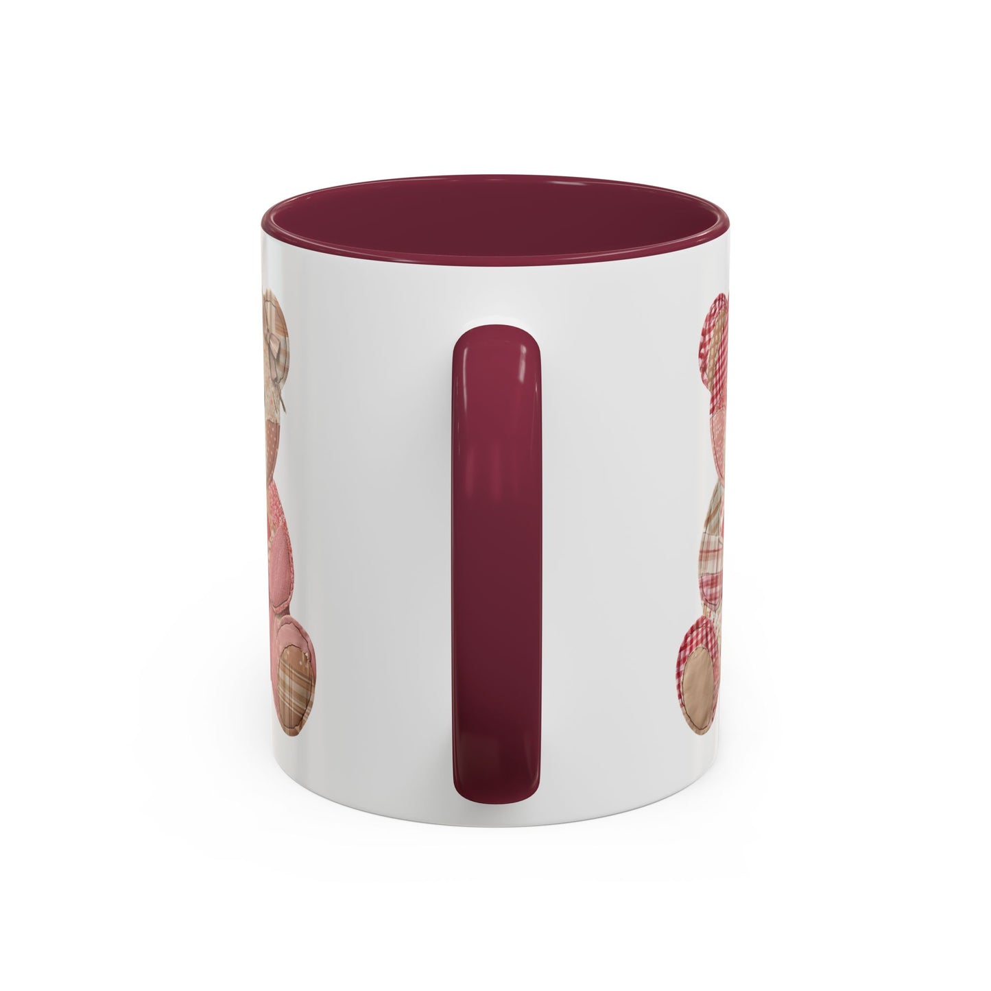 Patchwork Valentine Teddy Bear Heart Mug (11oz/15oz)