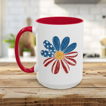 Patriotic American Flag Daisy Mug (11/15oz)