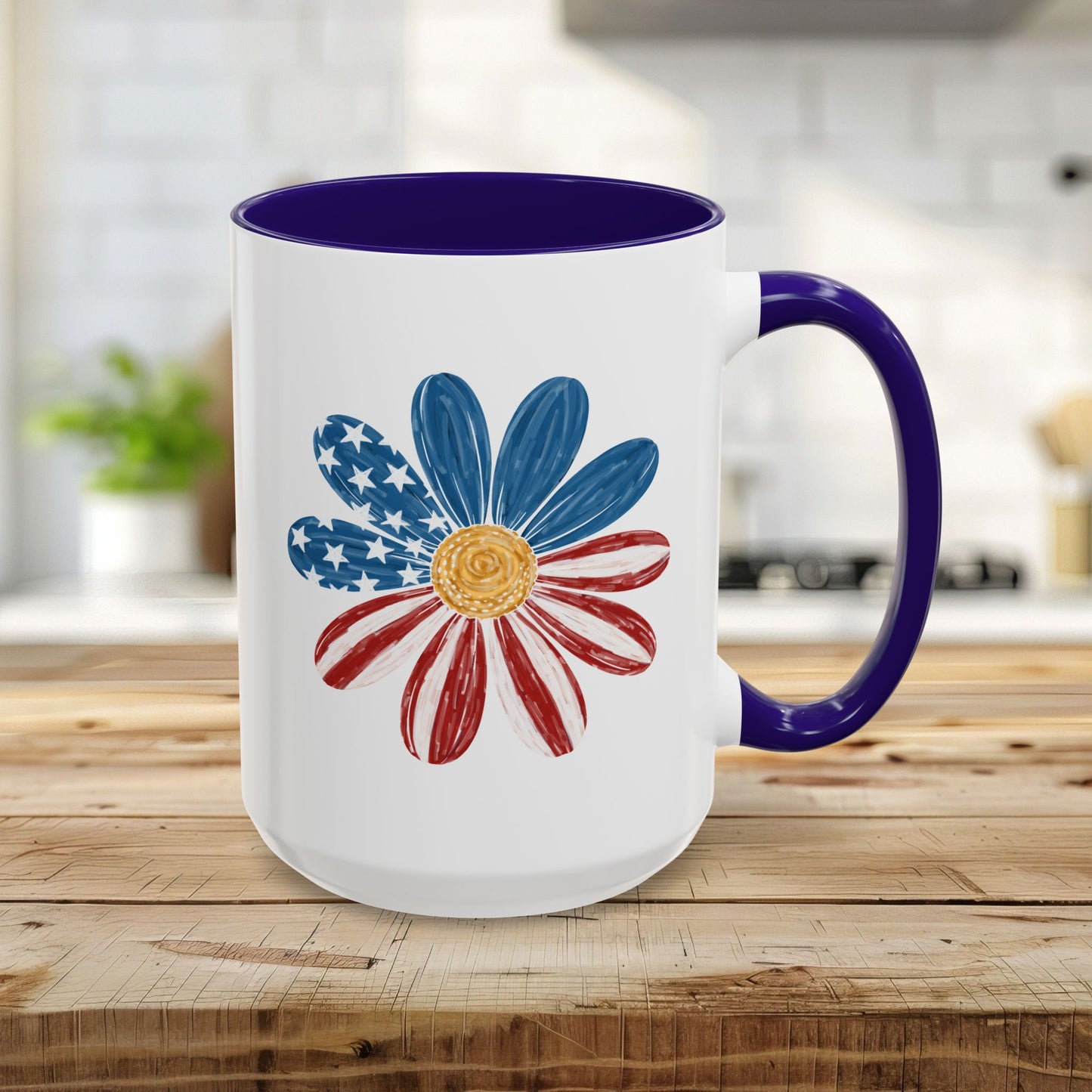 Patriotic American Flag Daisy Mug (11/15oz)