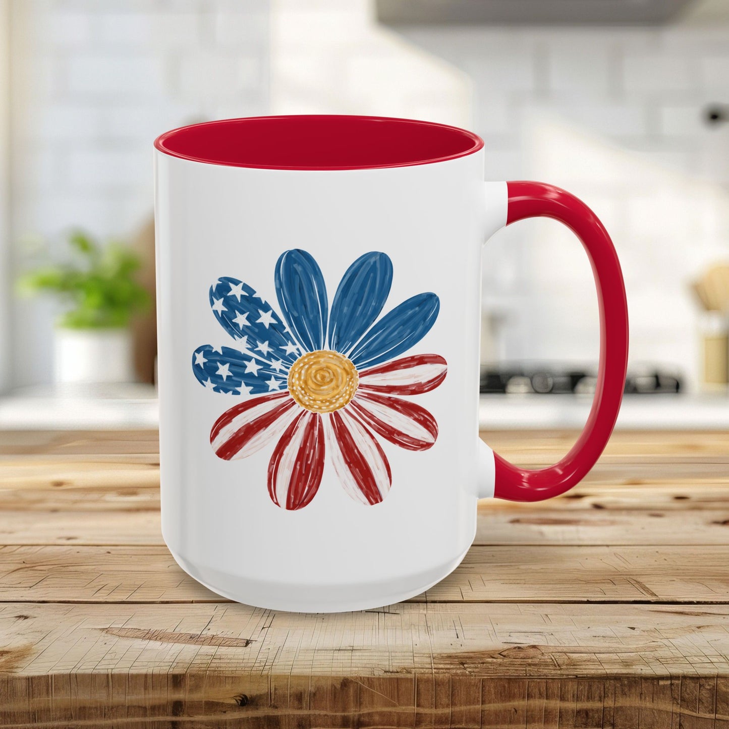 Patriotic American Flag Daisy Mug (11/15oz)