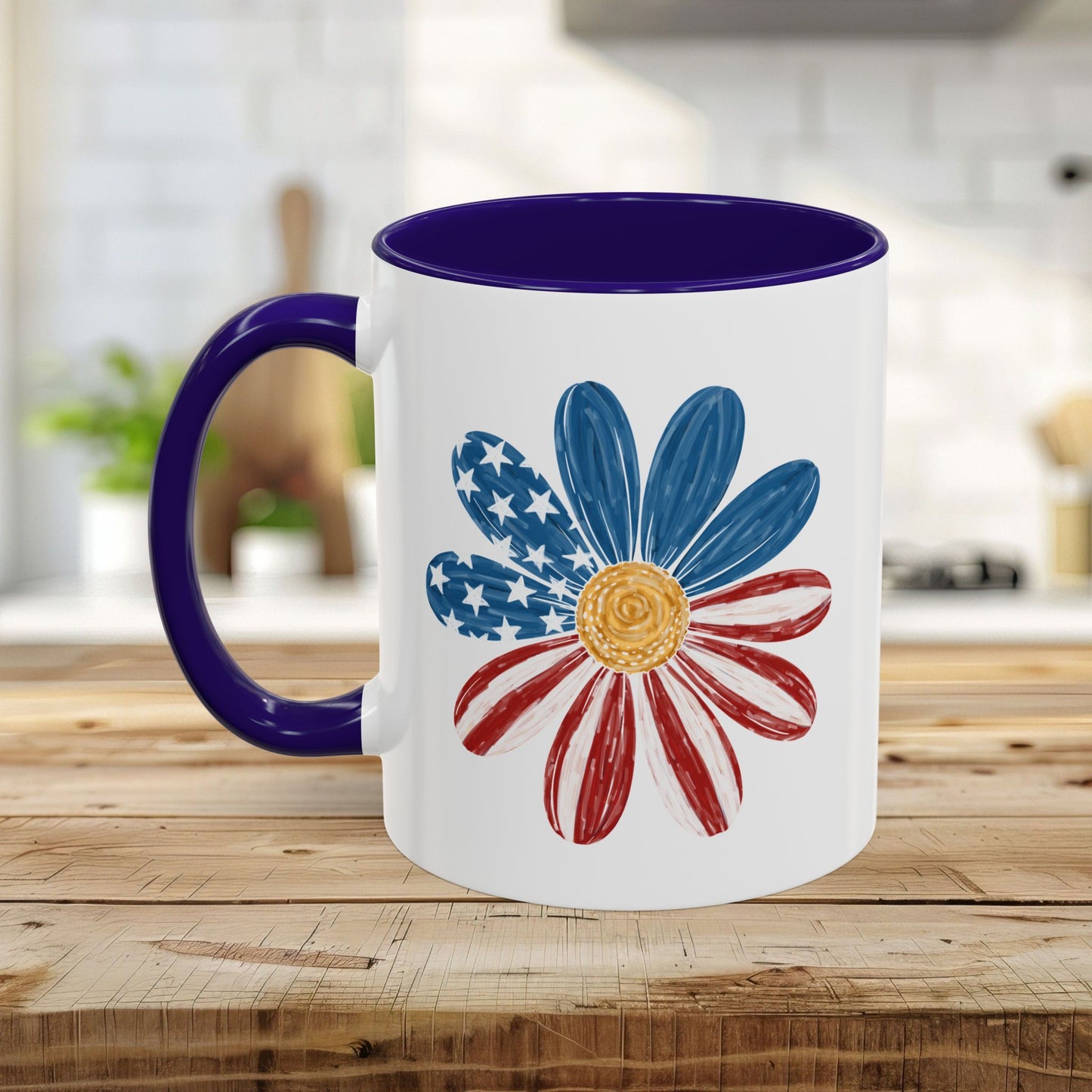 Patriotic American Flag Daisy Mug (11/15oz)