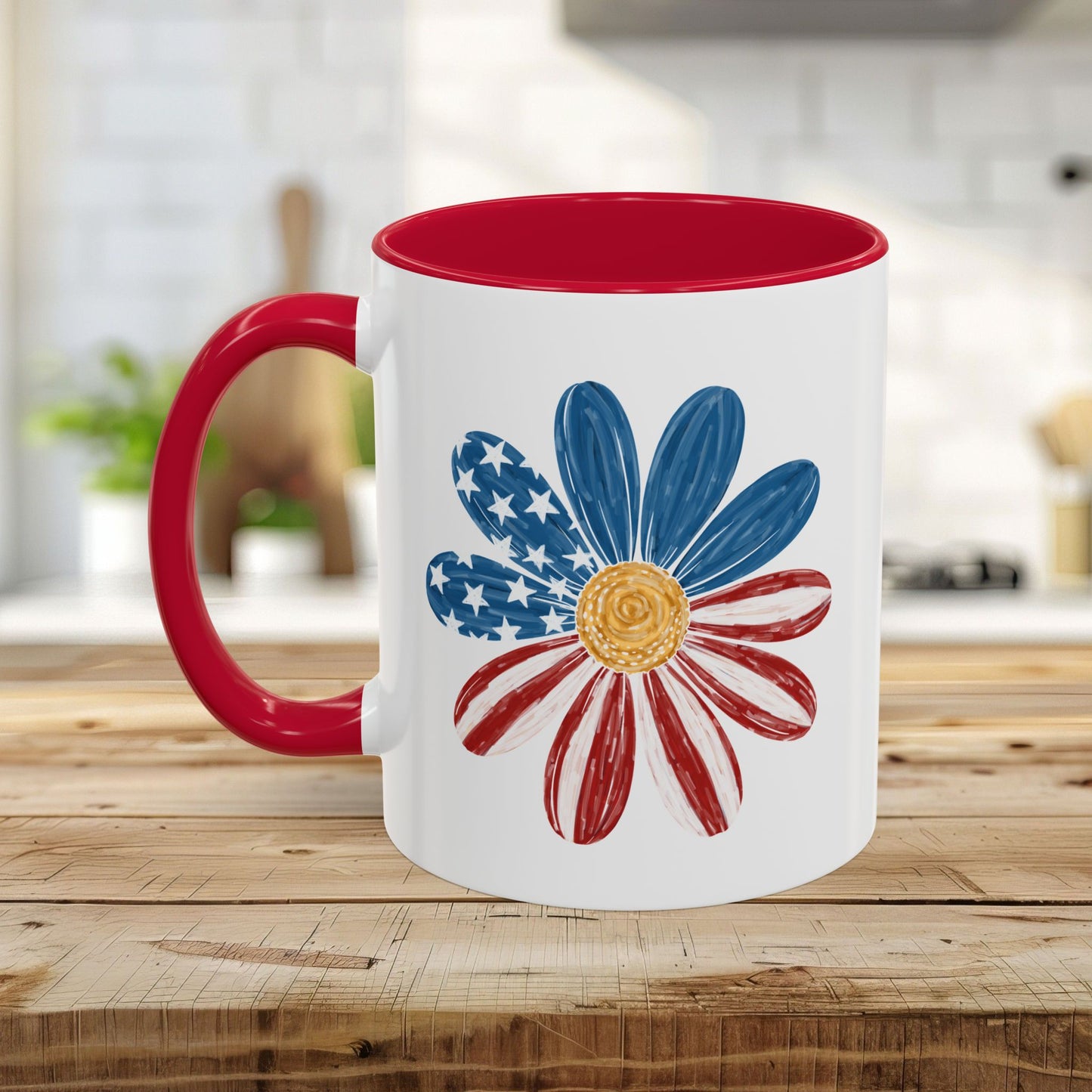 Patriotic American Flag Daisy Mug (11/15oz)