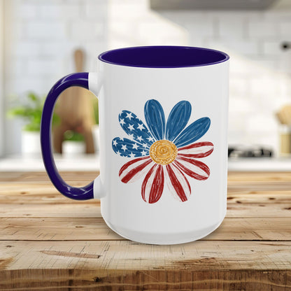 Patriotic American Flag Daisy Mug (11/15oz)
