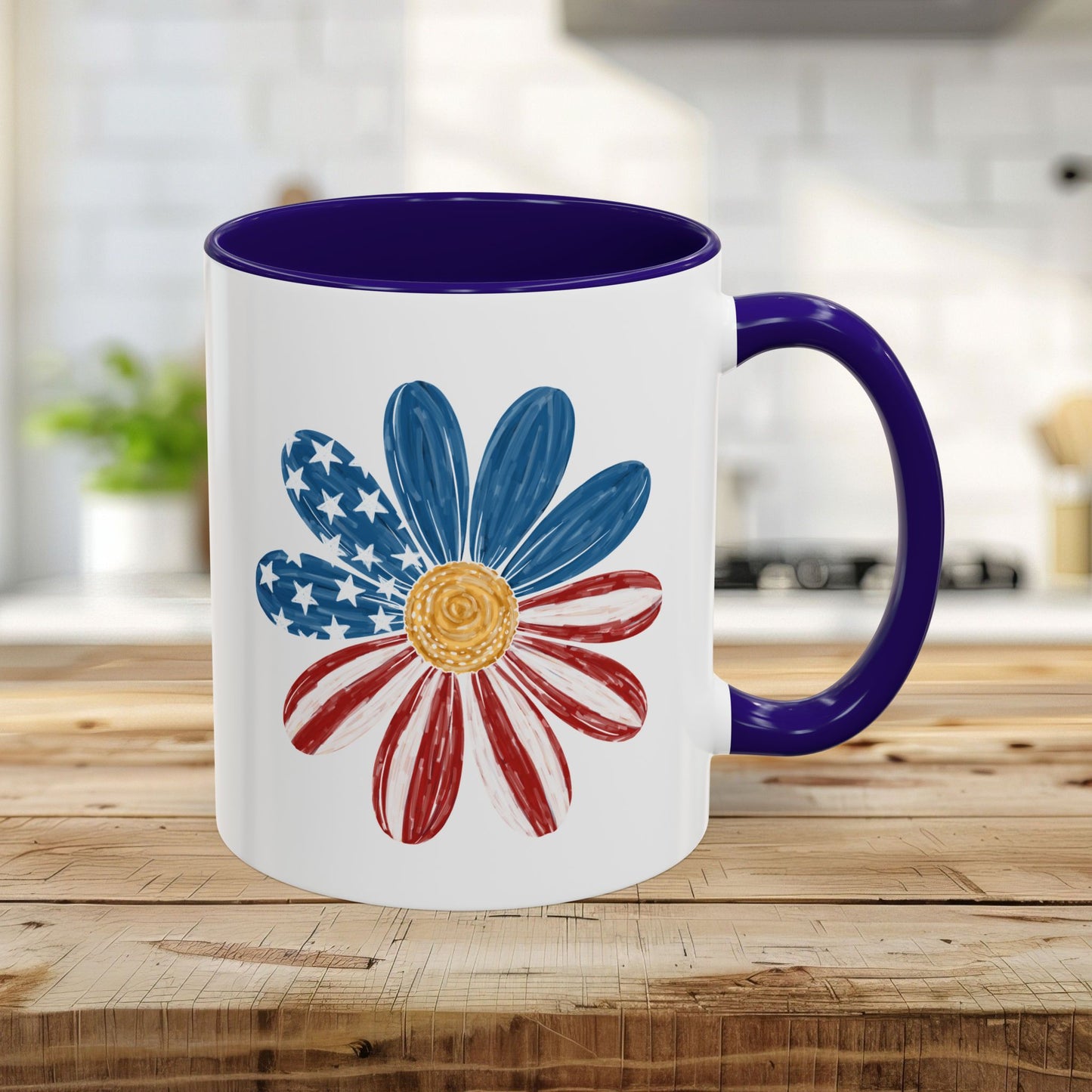 Patriotic American Flag Daisy Mug (11/15oz)