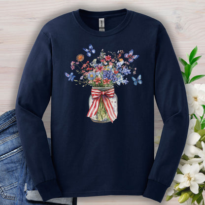 Patriotic Blooms & Butterflies Long Sleeve Tee