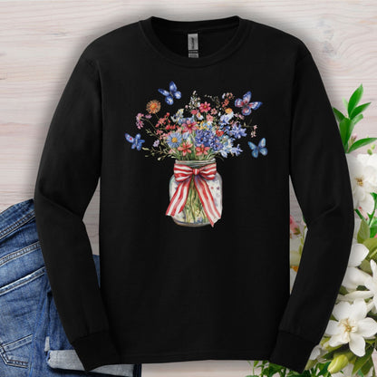 Patriotic Blooms & Butterflies Long Sleeve Tee