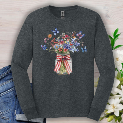 Patriotic Blooms & Butterflies Long Sleeve Tee