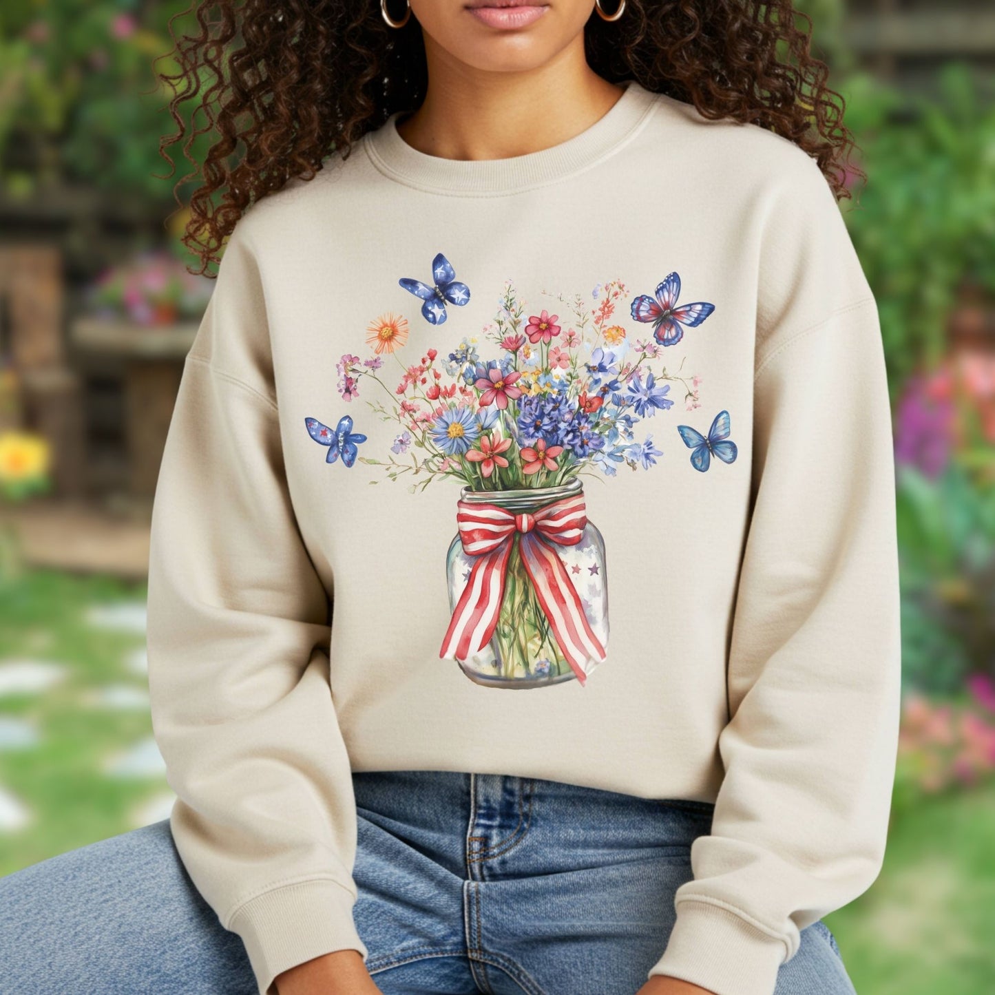 Patriotic Blooms & Butterflies Sweatshirt