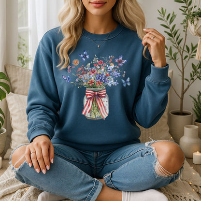 Patriotic Blooms & Butterflies Sweatshirt