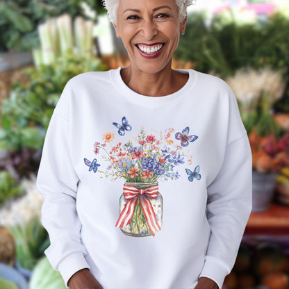 Patriotic Blooms & Butterflies Sweatshirt