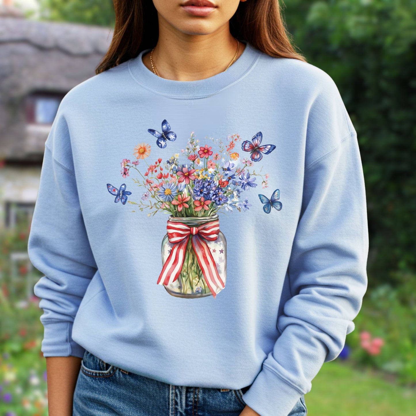 Patriotic Blooms & Butterflies Sweatshirt