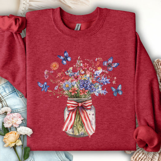 Patriotic Blooms & Butterflies Sweatshirt