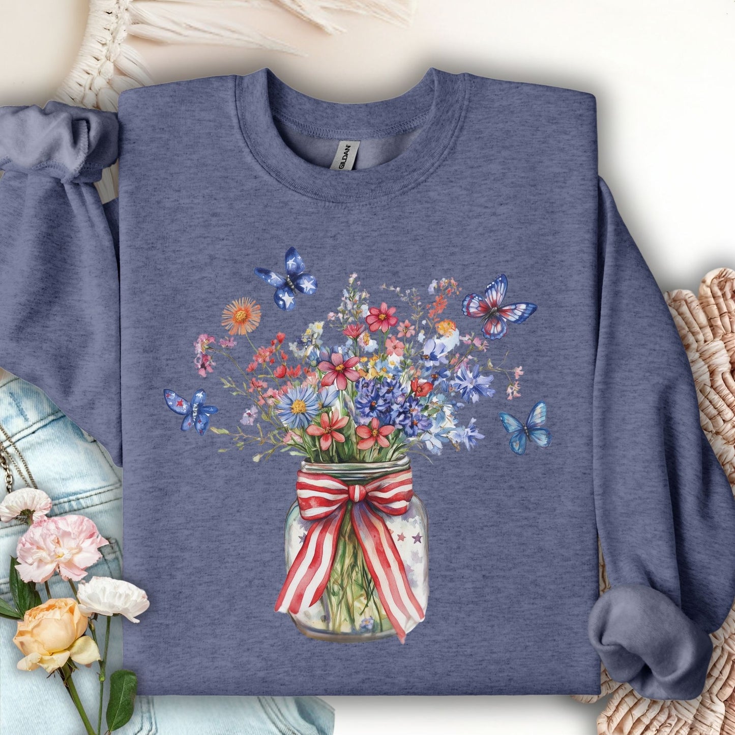 Patriotic Blooms & Butterflies Sweatshirt
