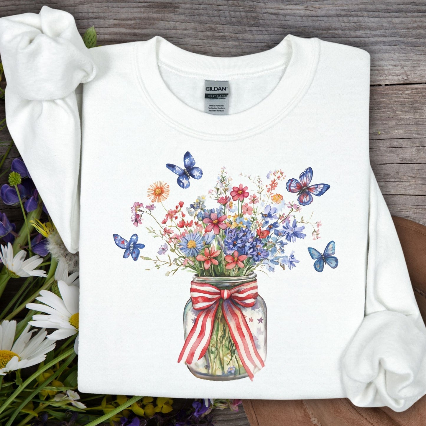 Patriotic Blooms & Butterflies Sweatshirt
