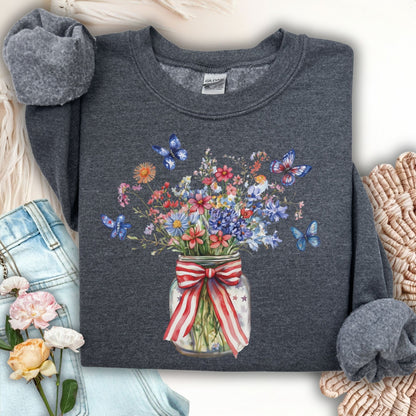 Patriotic Blooms & Butterflies Sweatshirt