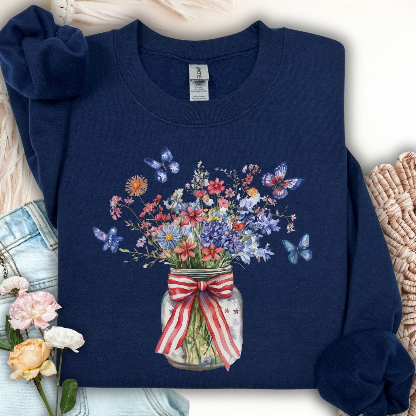 Patriotic Blooms & Butterflies Sweatshirt
