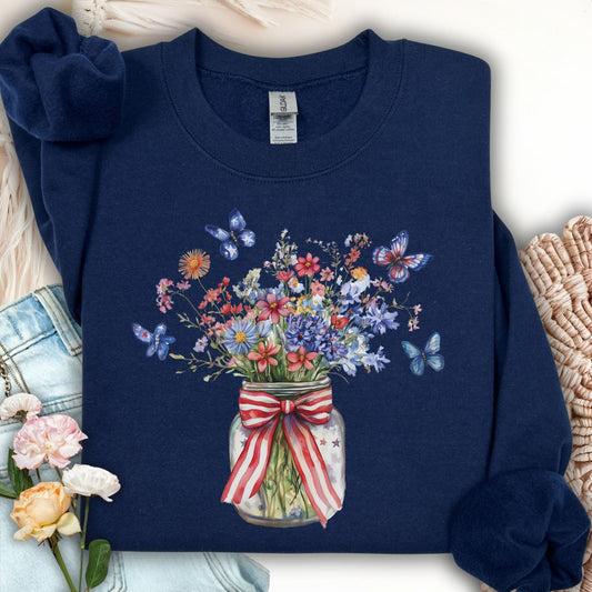 Patriotic Blooms & Butterflies Sweatshirt