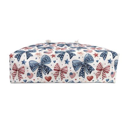 Patriotic Bow & Heart Flags Weekender Bag