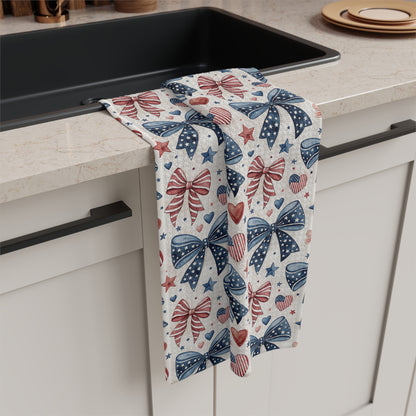 Patriotic Bow & Heart Tea Towel