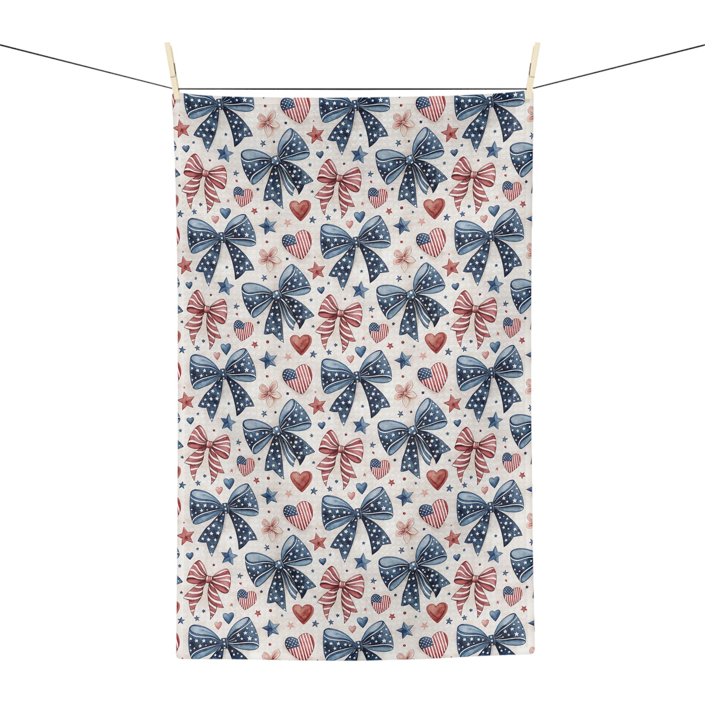 Patriotic Bow & Heart Tea Towel