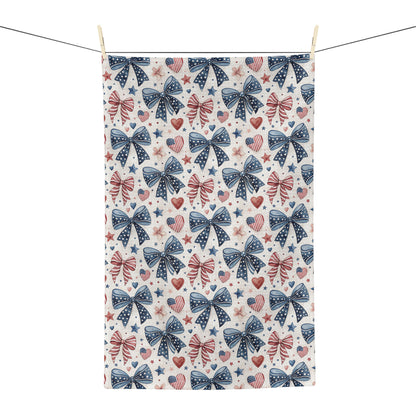 Patriotic Bow & Heart Tea Towel