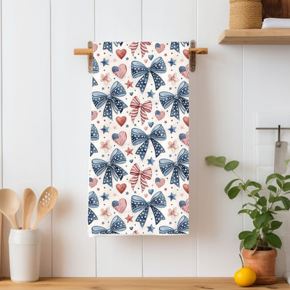 Patriotic Bow & Heart Tea Towel