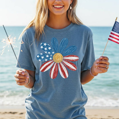 Patriotic Daisy American Flag T-Shirt