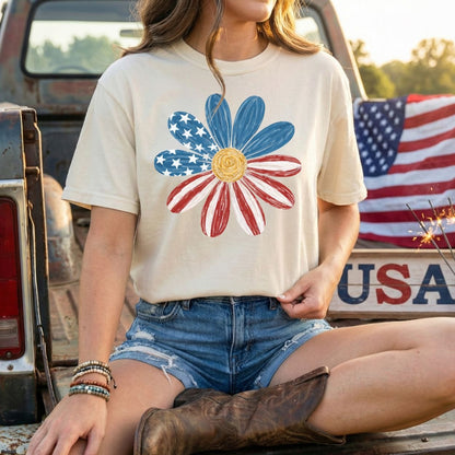 Patriotic Daisy American Flag T-Shirt