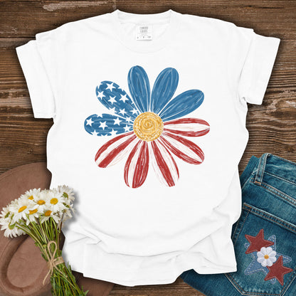 Patriotic Daisy American Flag T-Shirt